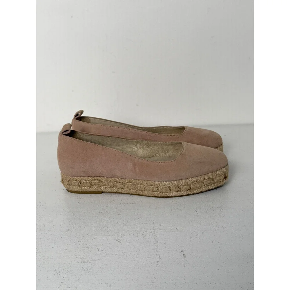 Reformation Tan Suede Espadrille Platform Flats Size 37 Made in Spain ballet
